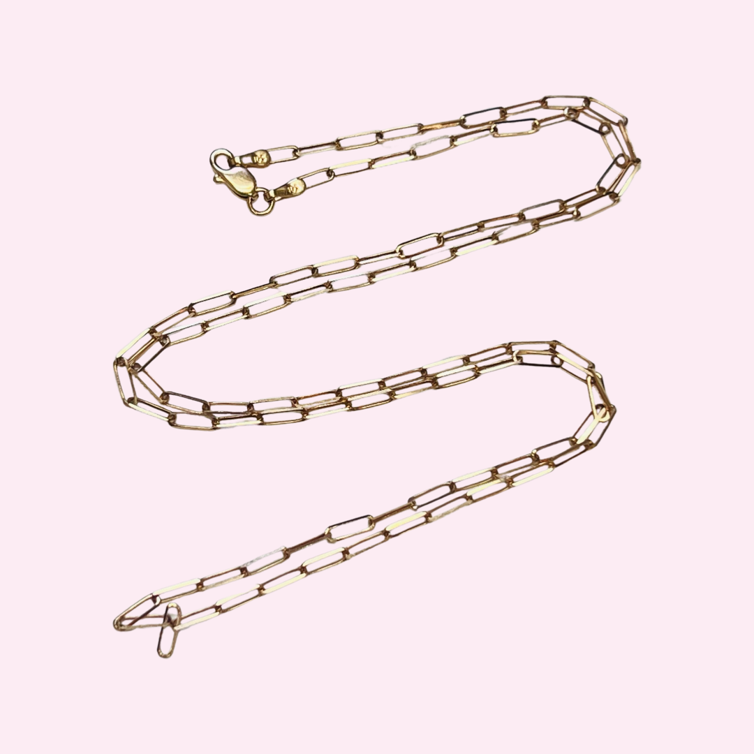 20” 5x2mm 14K Rose Gold Paperclip Chain