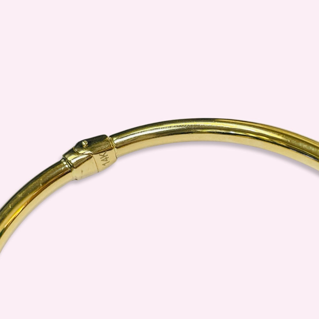 6.75" 14K Yellow Gold Smooth Tube Hinged Bangle Bracelet 4mm