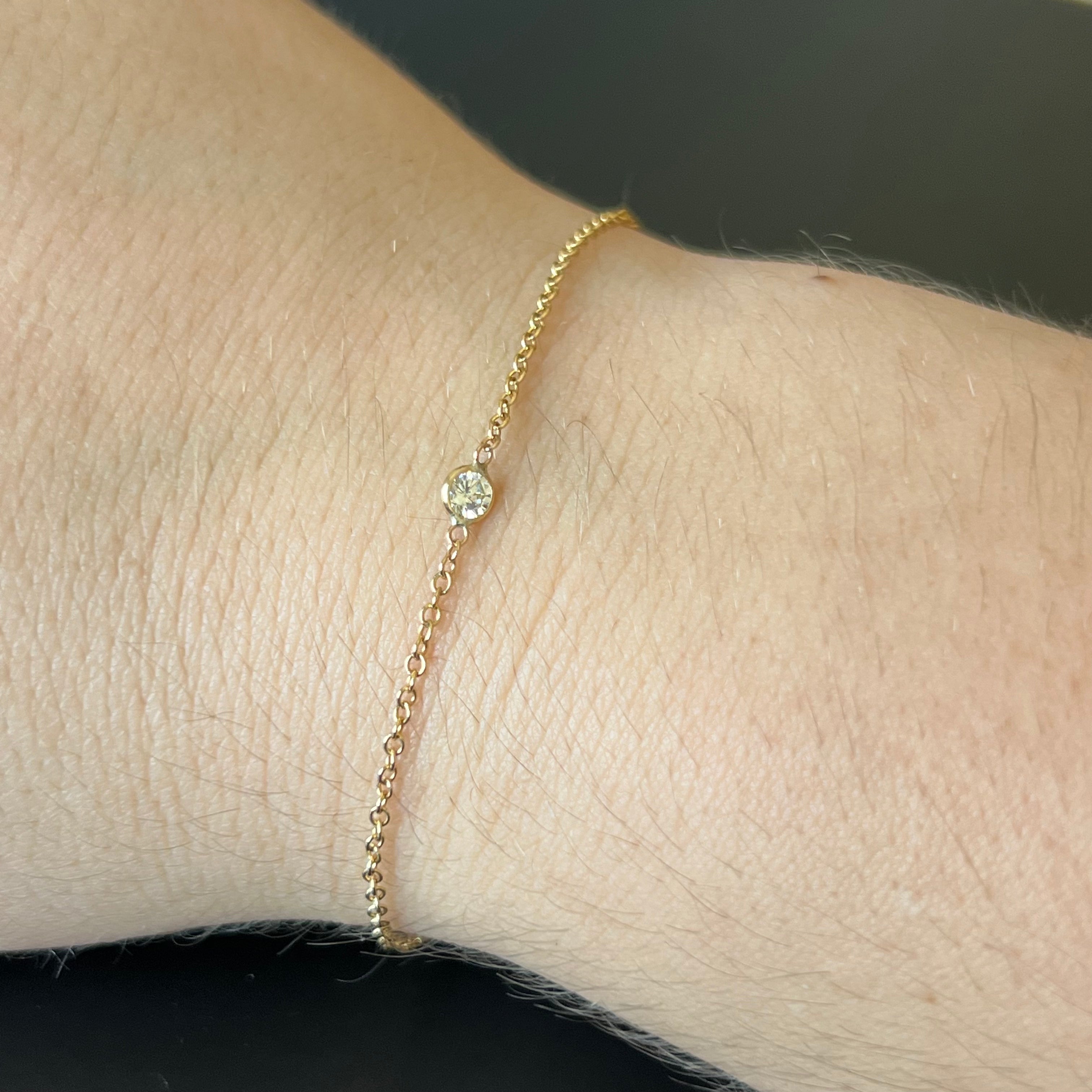 Diamond Bracelet in Solid 14k Yellow Gold 7.75"