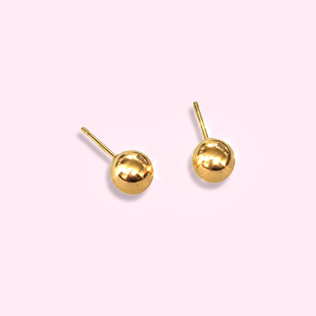 5mm 14K Yellow Gold Ball Sphere Earring Studs