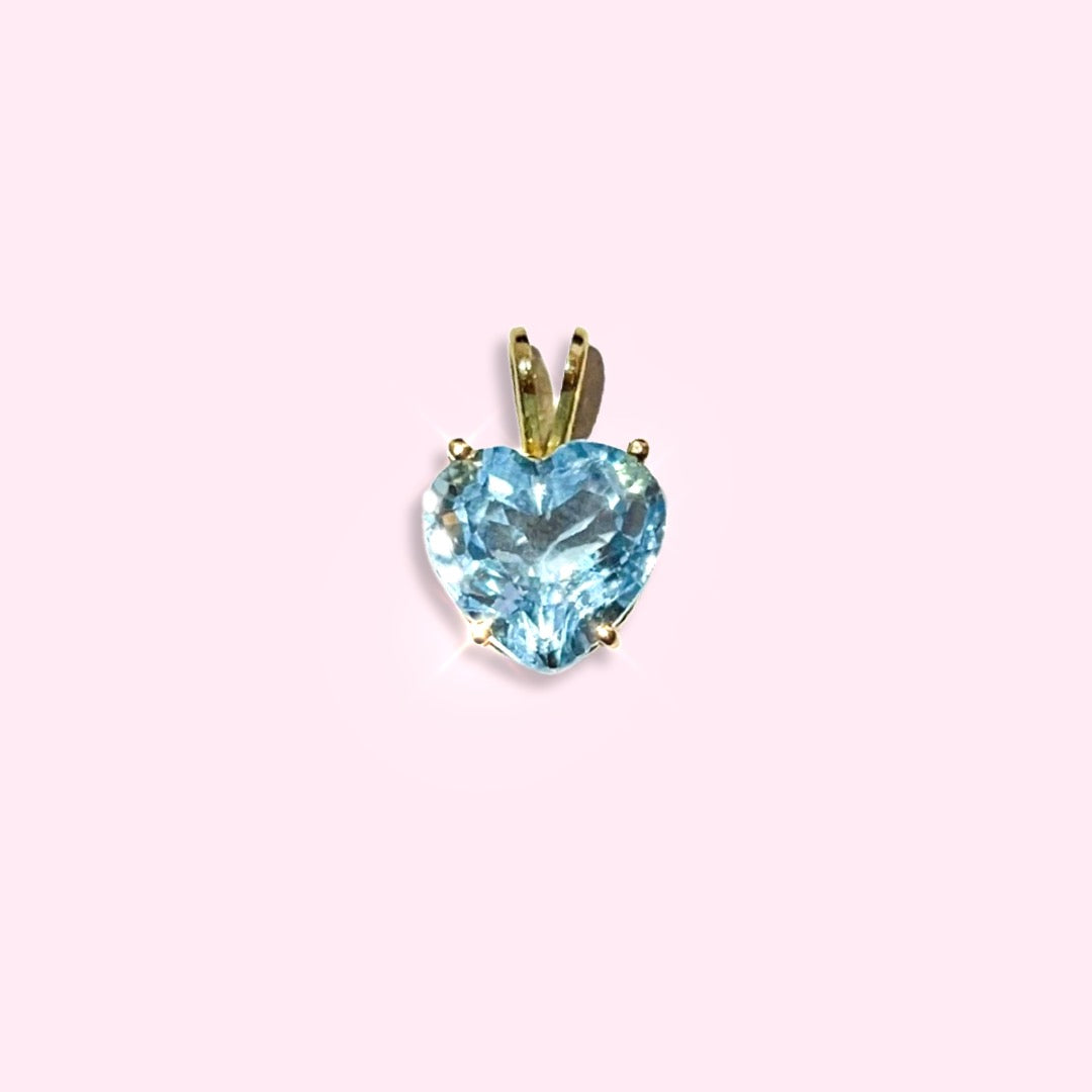 14K Yellow Gold Topaz Heart Pendant Charm