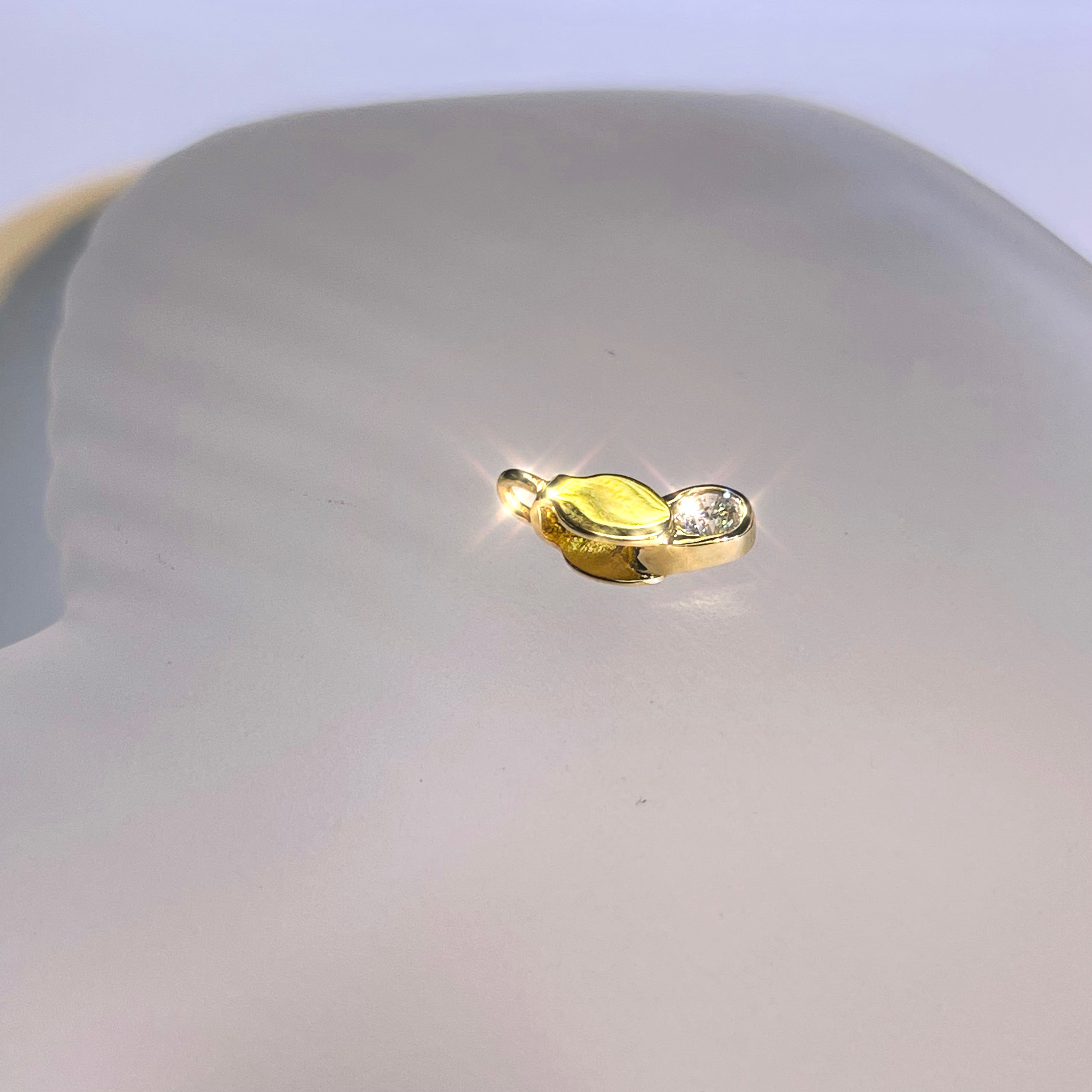 Diamond Solid 14K Yellow Gold Mini Jeweler’s Loupe Charm Pendant