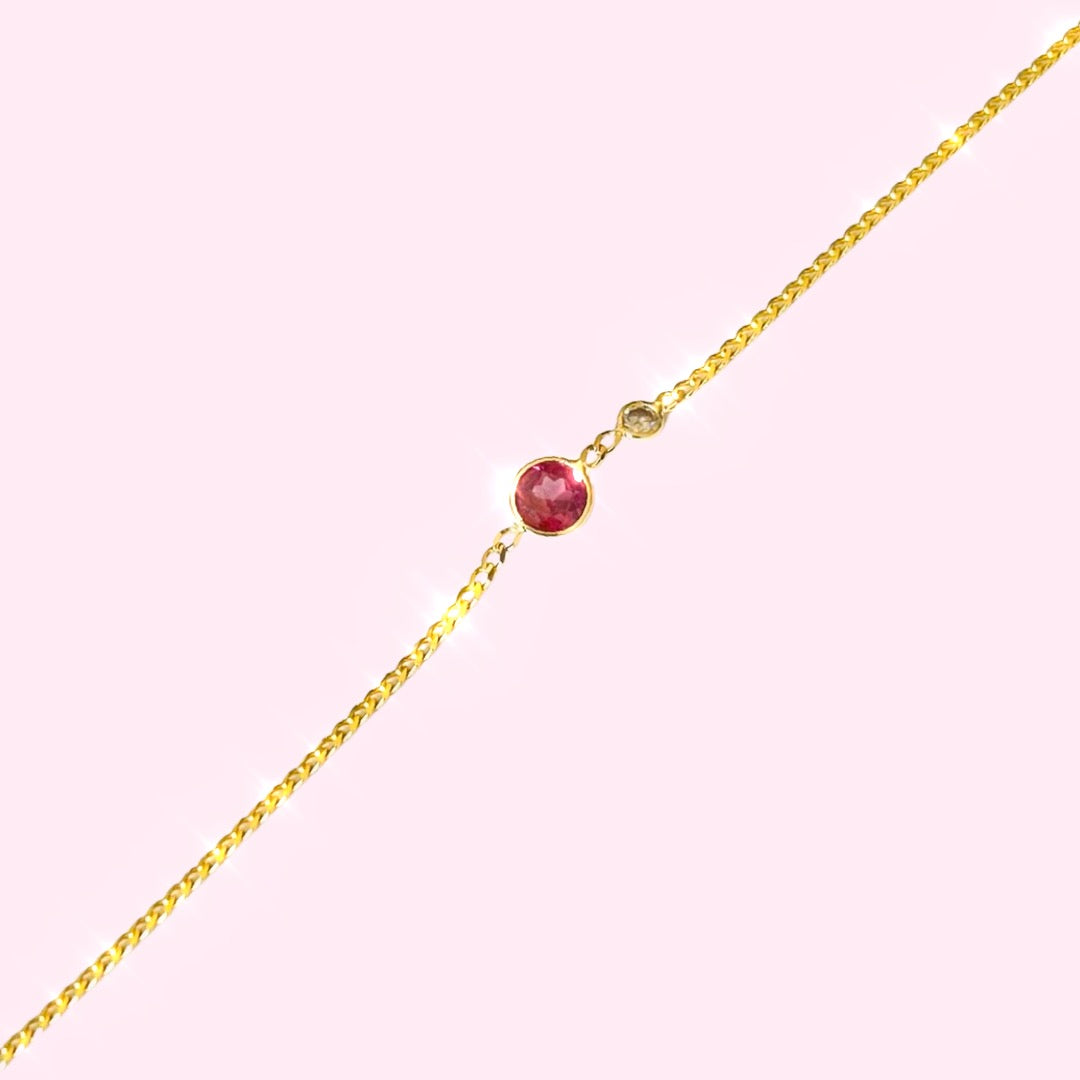 Sapphire And Diamond Bracelet in Solid 14k Yellow Gold 7"
