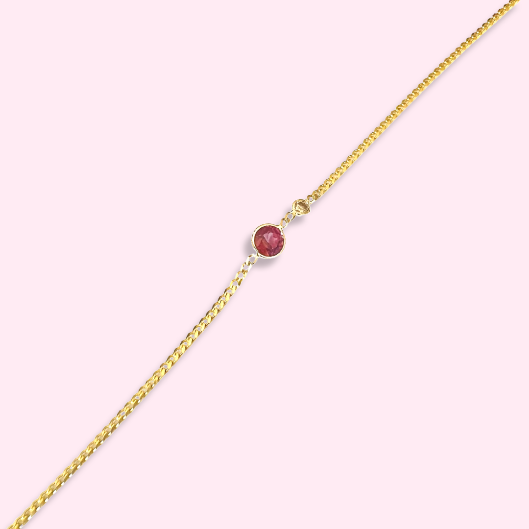 Sapphire And Diamond Bracelet in Solid 14k Yellow Gold 7"