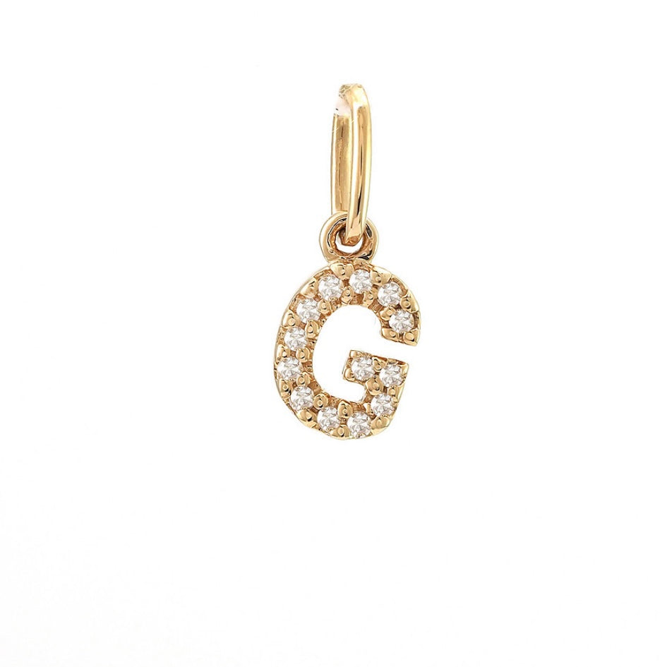 14K Yellow Gold Diamond Initial Pendant Charms
