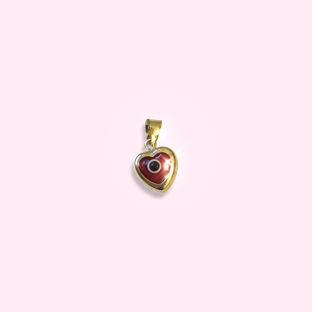 14K Yellow Gold Red Evil Eye Pendant Charm 10