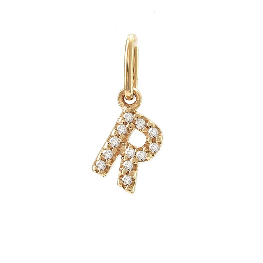 14K Yellow Gold Diamond Initial Pendant Charms