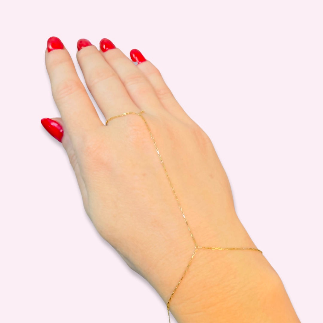 Plain 14K Yellow Gold Hand Chain