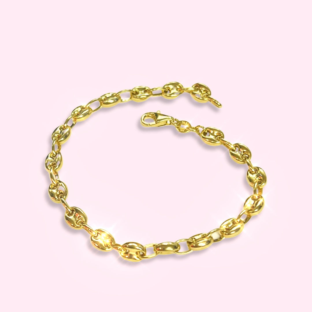 7.75” 4.8mm Yellow Gold Wide Gucci Link Bracelet
