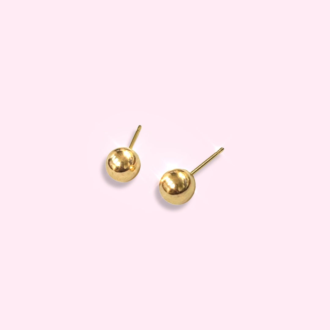 5mm 14K Yellow Gold Ball Sphere Earring Studs