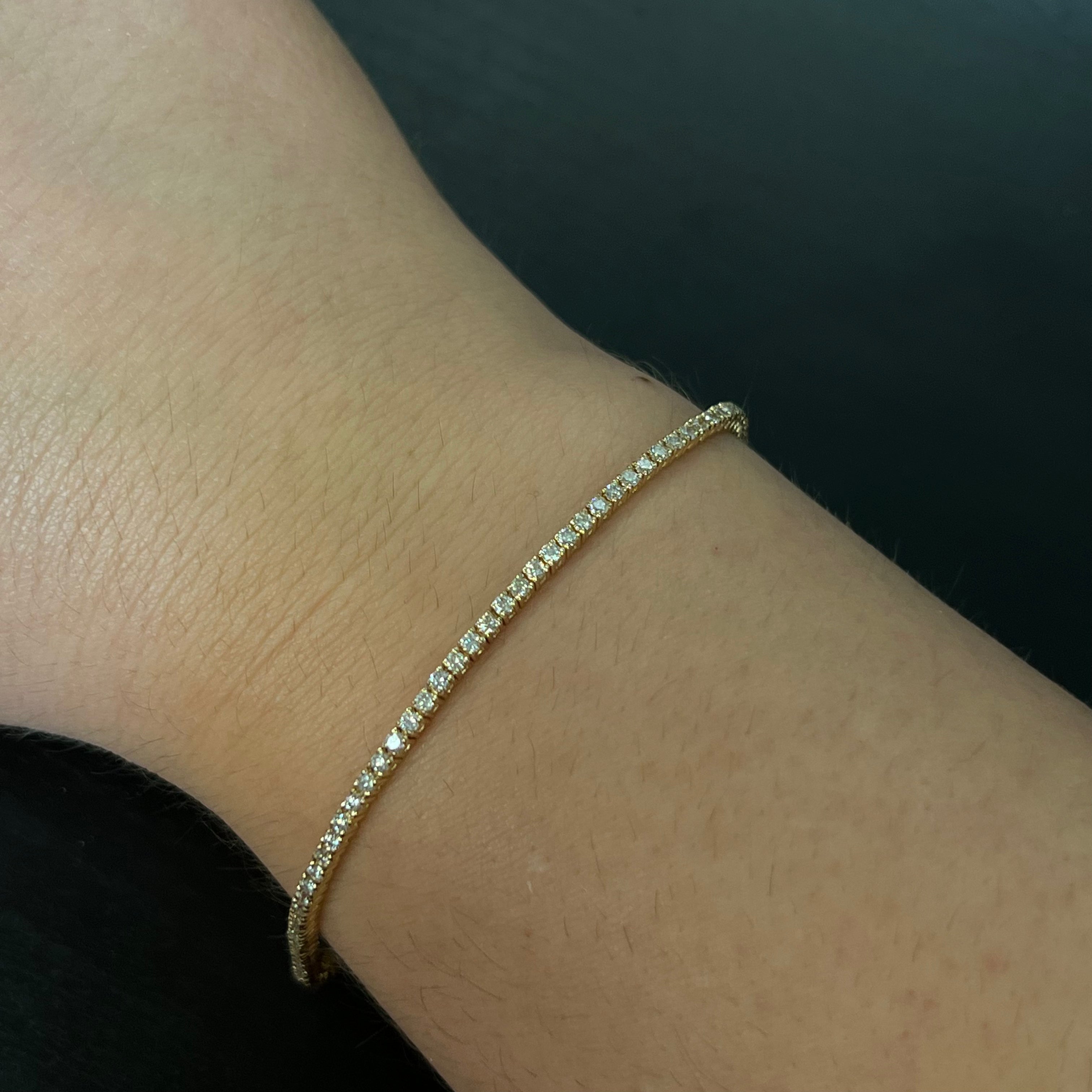 1.5CTW 14K Yellow Gold Natural Diamond Tennis Bracelet 6.75"
