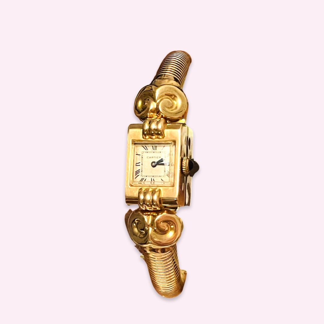 Vintage Cartier 18K Yellow Gold Ladies Wrist Watch