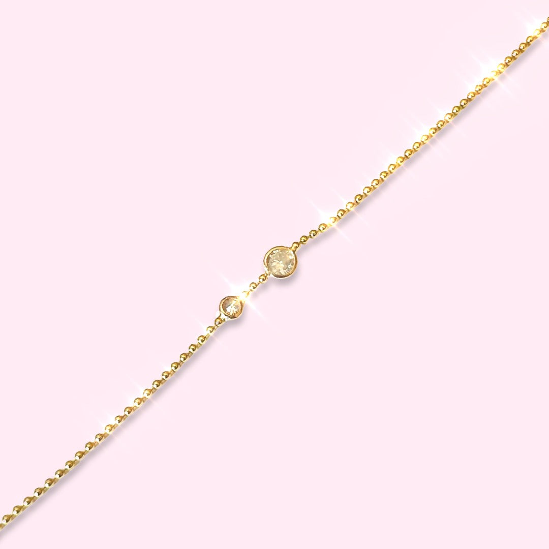 Diamond Bracelet in Solid 14k Yellow Gold 6.75"