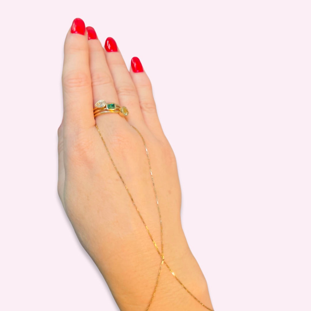 Unique Link X Style 14K Yellow Gold HandChain