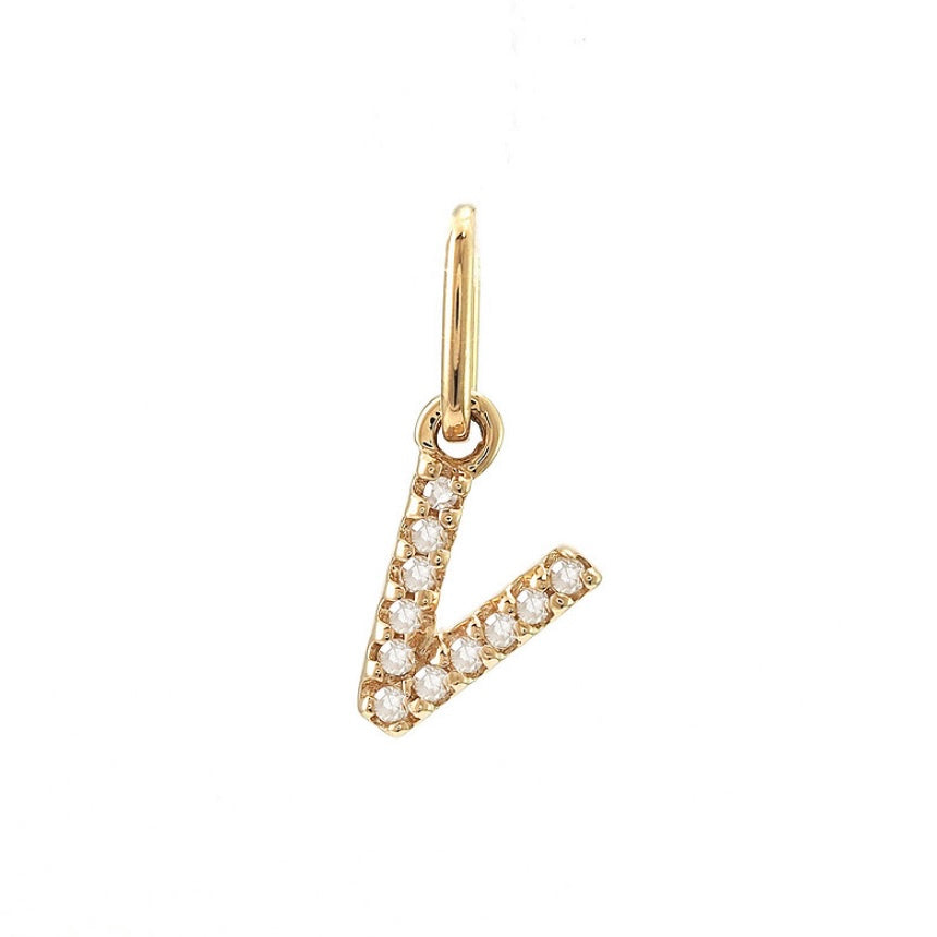 14K Yellow Gold Diamond Initial Pendant Charms