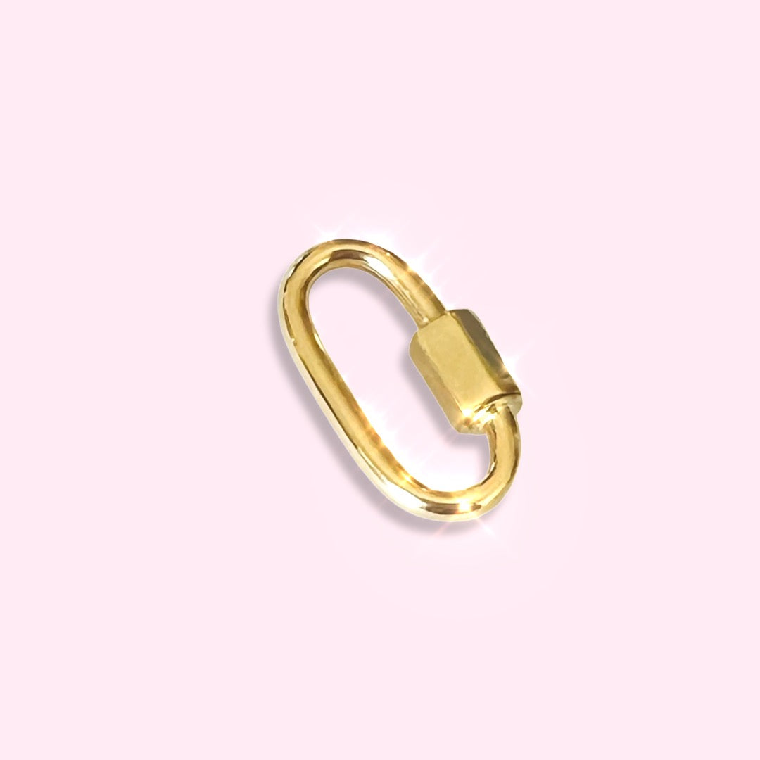 Solid 14K Gold Oval Carabiner Charm Connecter