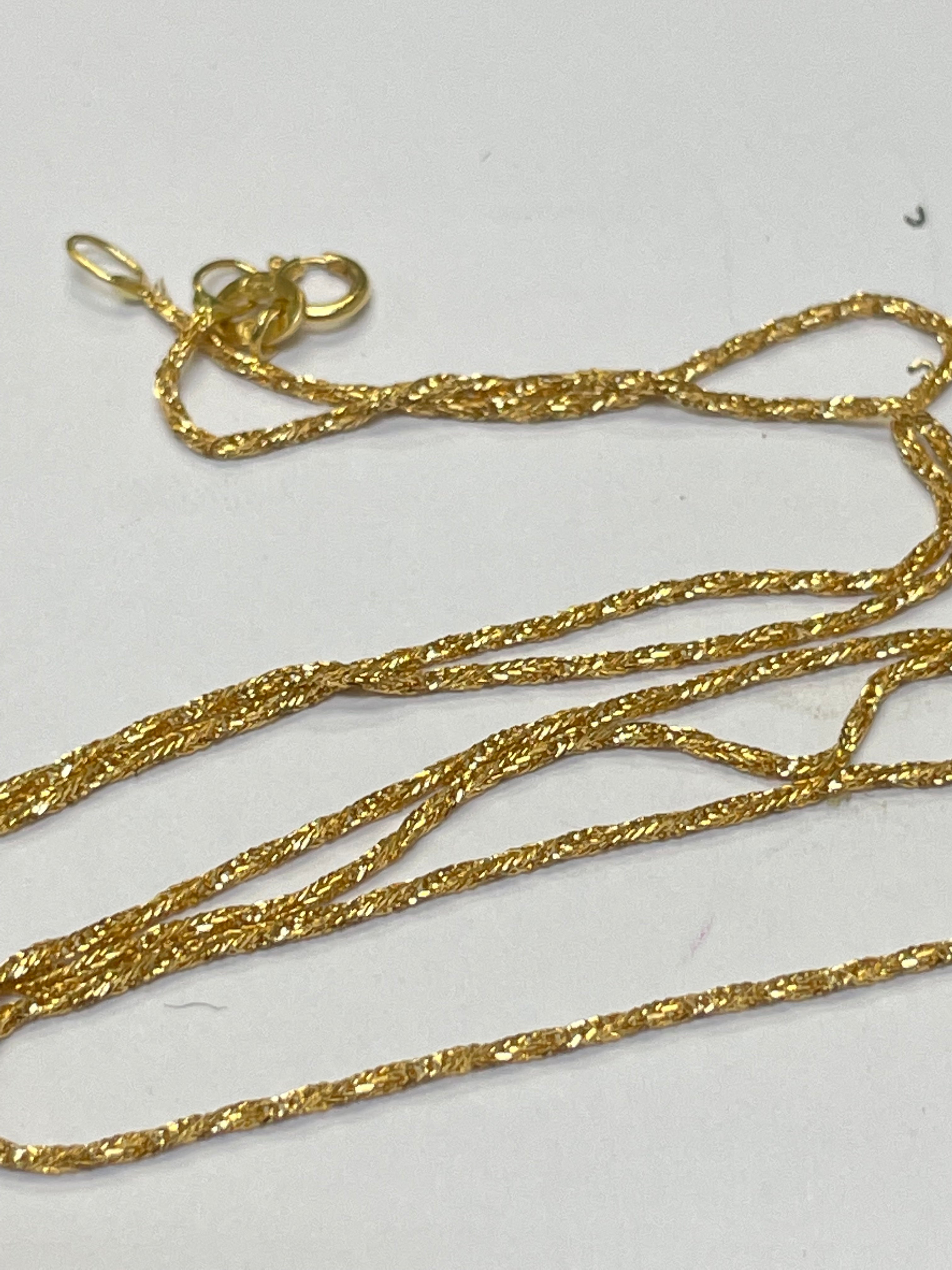 18K Yellow Gold Sparkly Twisted Wheat Specialty Chain, 20"