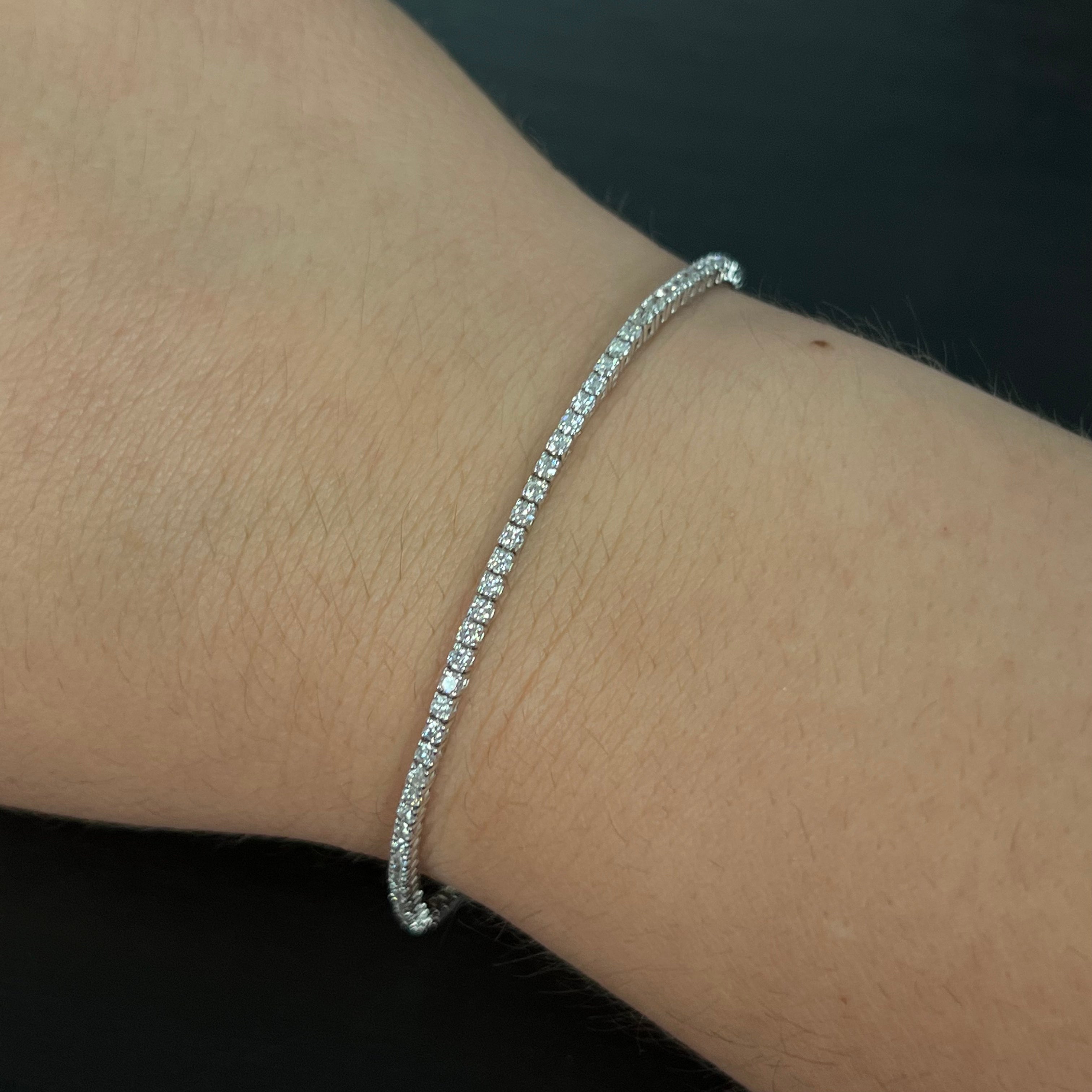 14K 1.5CTW White Gold Natural Diamond Tennis Bracelet 6.75"