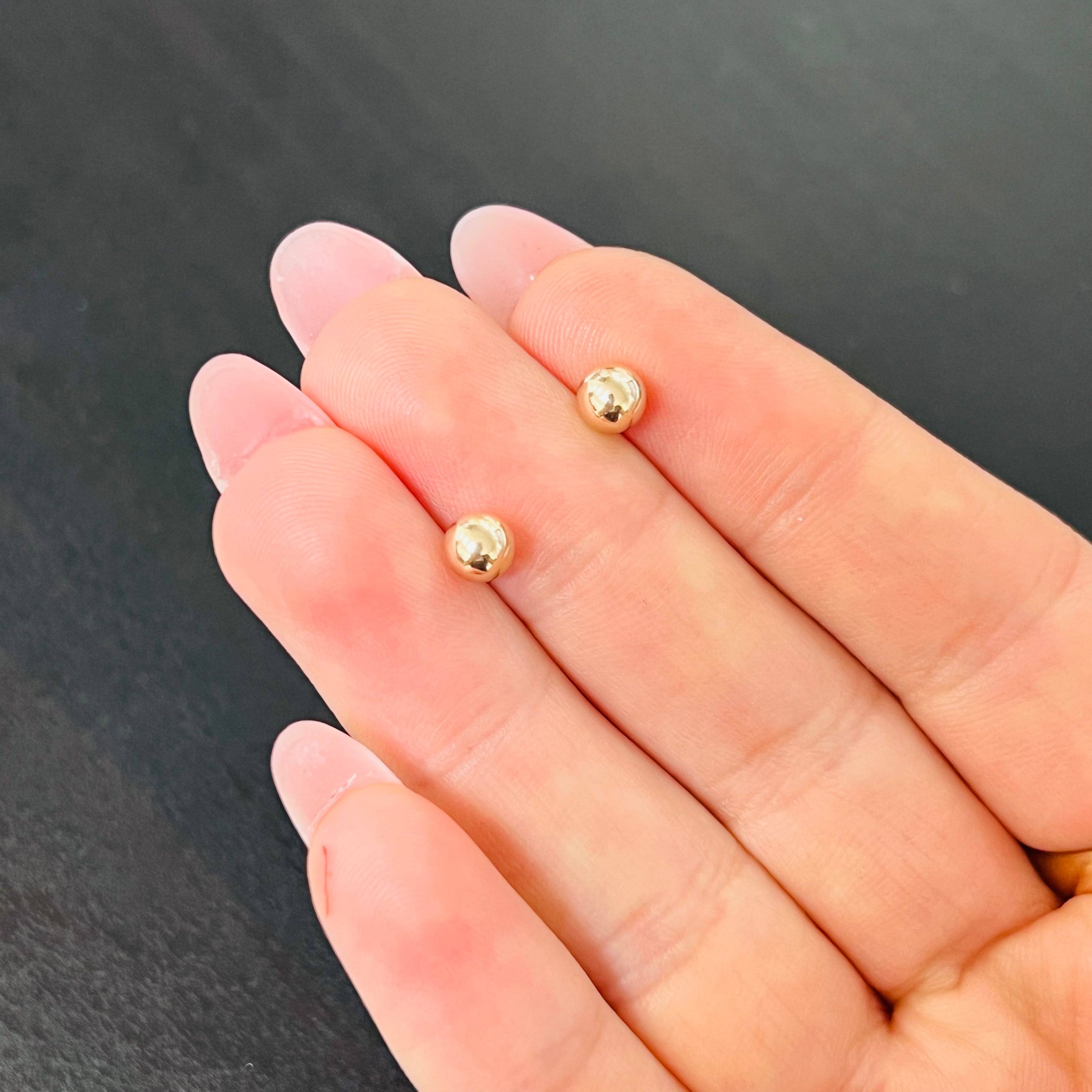 5mm 14K Yellow Gold Ball Sphere Earring Studs