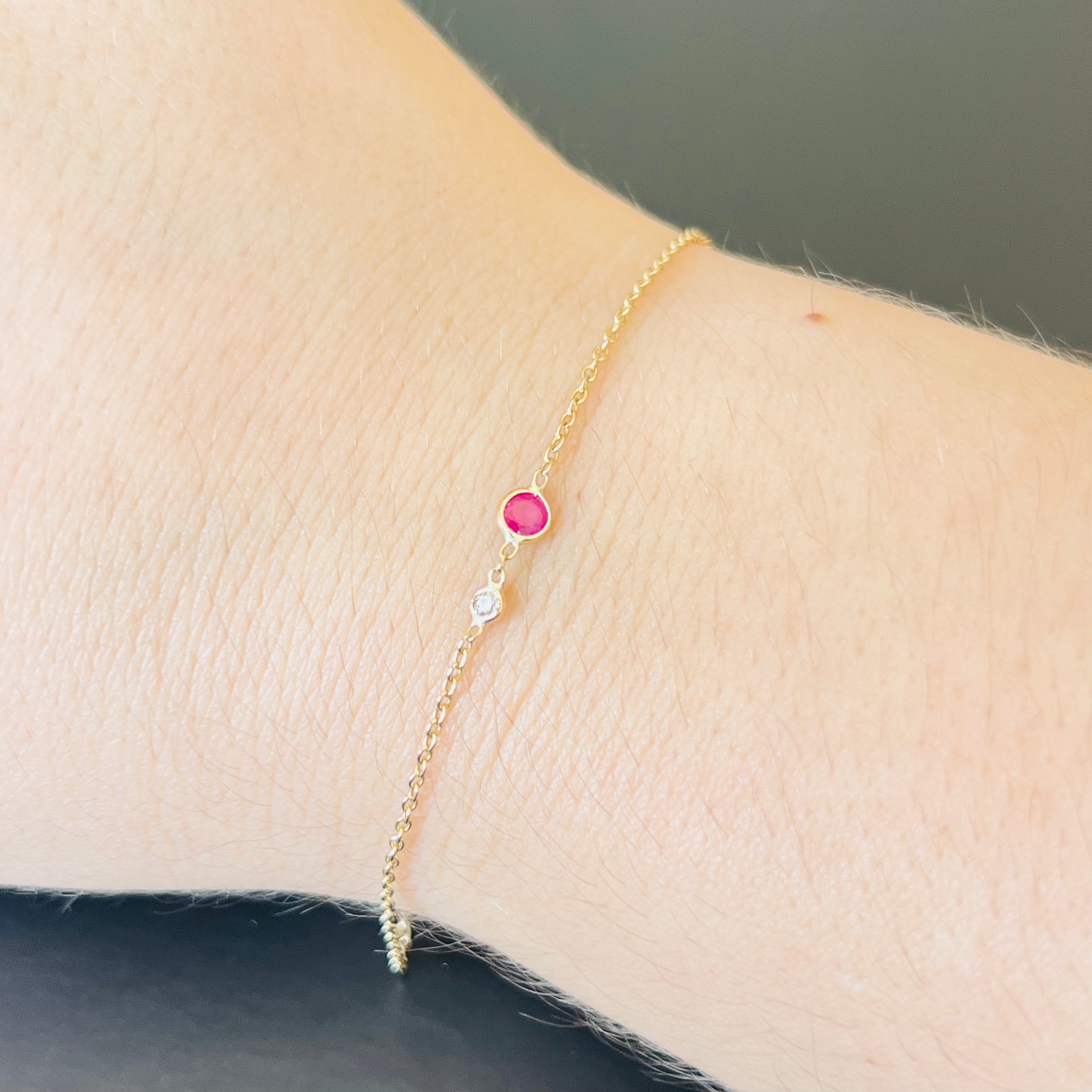 Sapphire And Diamond Bracelet in Solid 14k Yellow Gold 6.75"