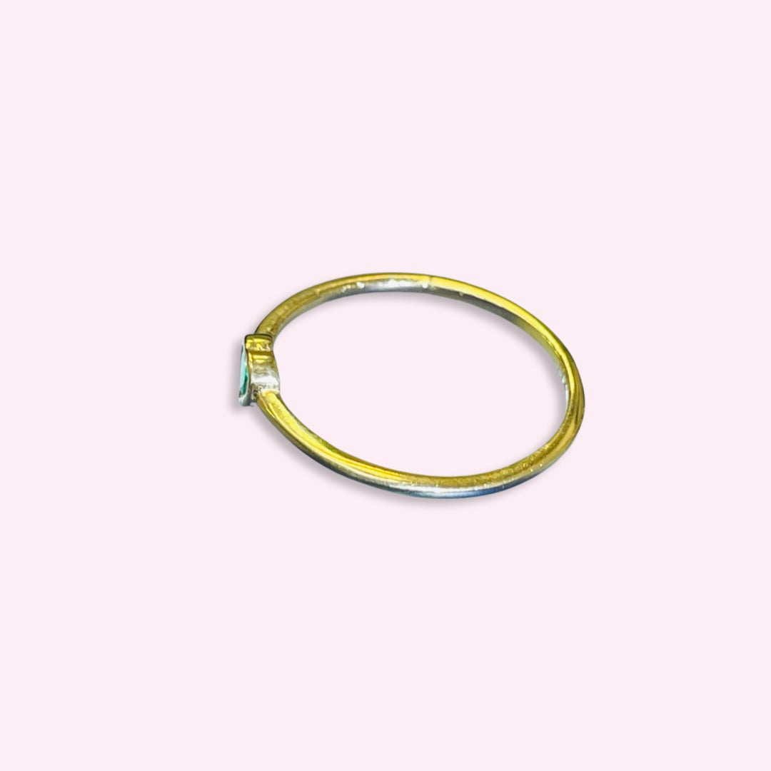 14KT Yellow Gold Natural Emerald Heart Ring, sz 7.5