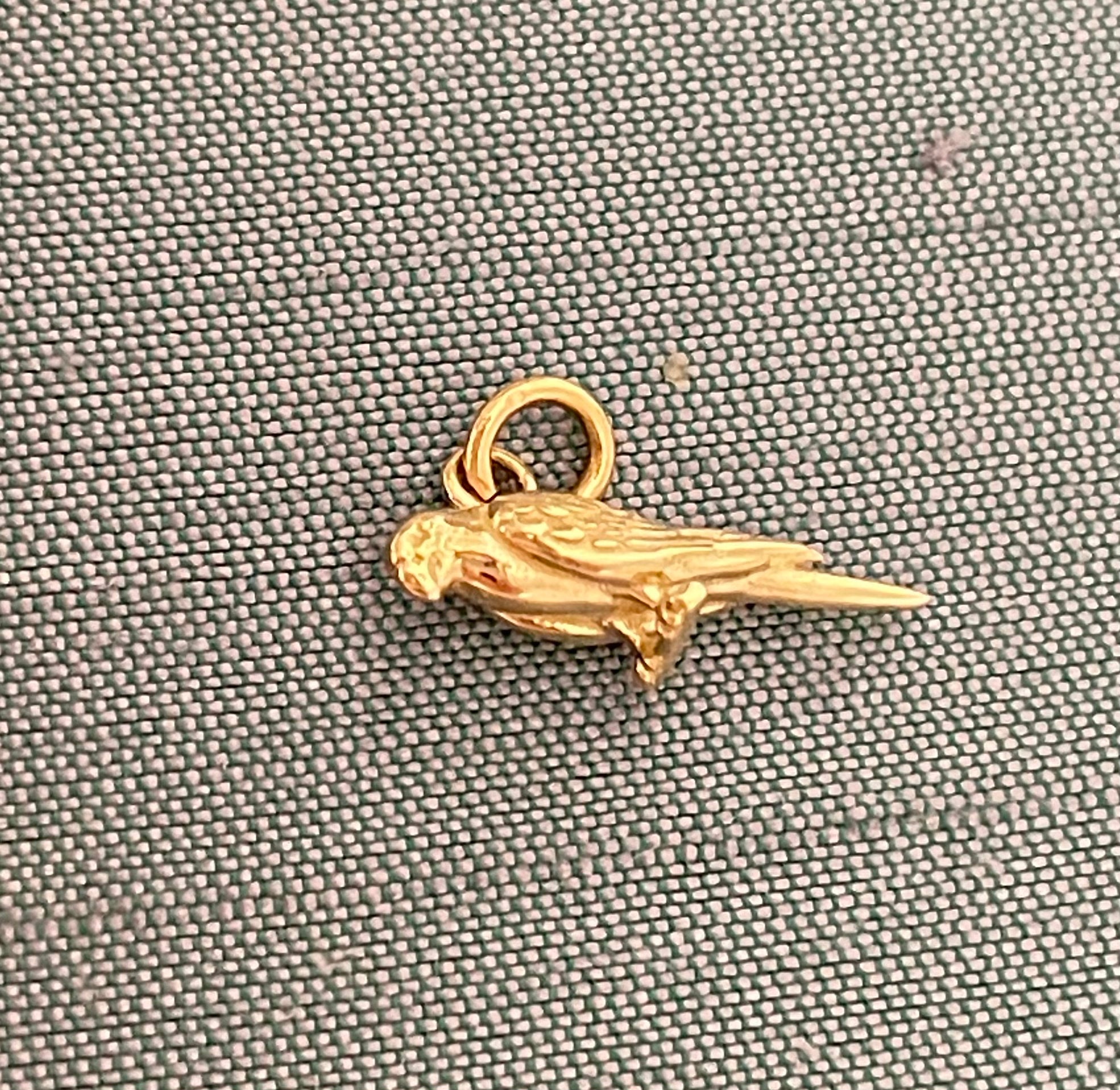 Mini Solid 14K Yellow Gold Bird Parrot Charm Pendant