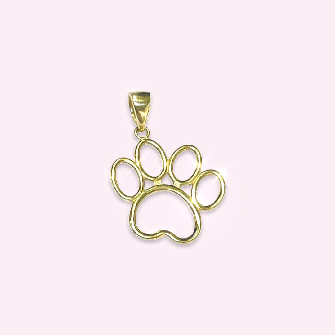 14K Yellow Gold Dog Paw Pendant Charm