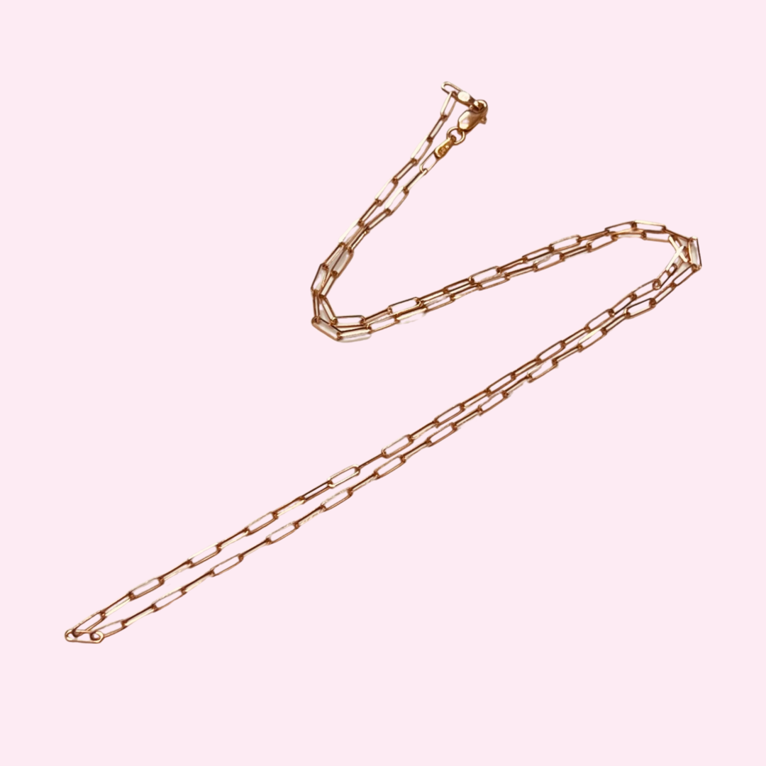 20” 5x2mm 14K Rose Gold Paperclip Chain