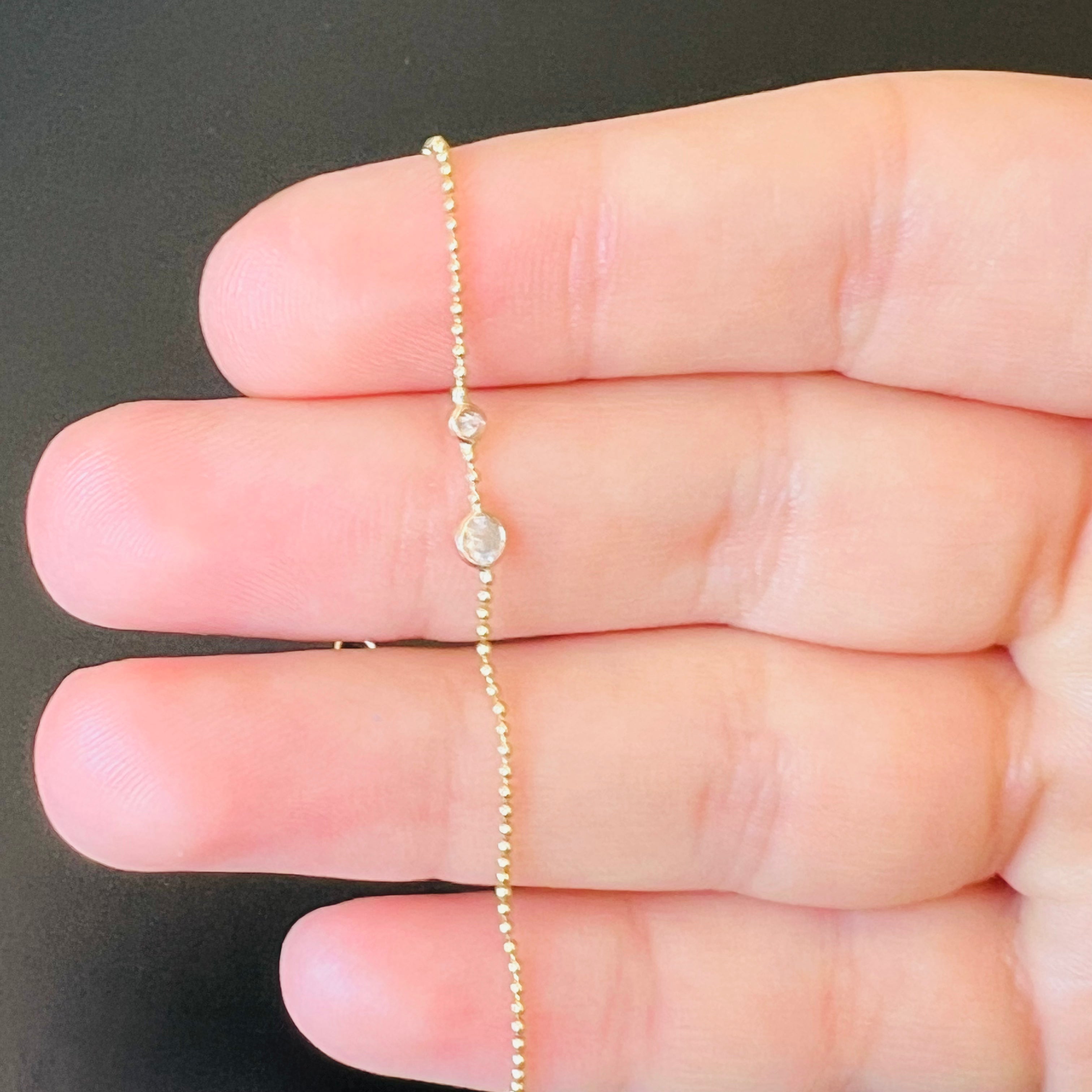 Diamond Bracelet in Solid 14k Yellow Gold 6.75"