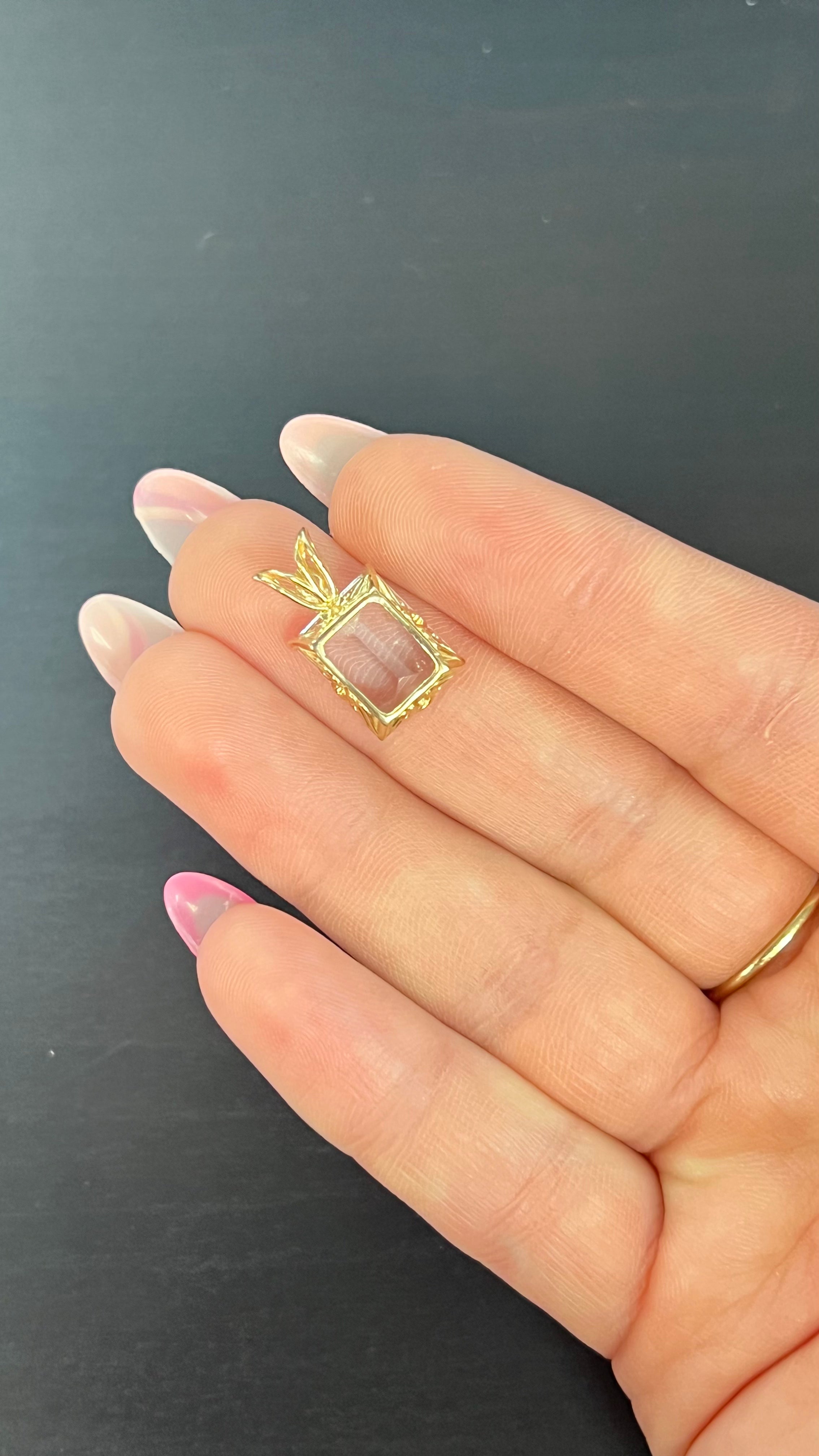 14K Yellow Gold 4.5CT Emerald Cut Aquamarine Pendant