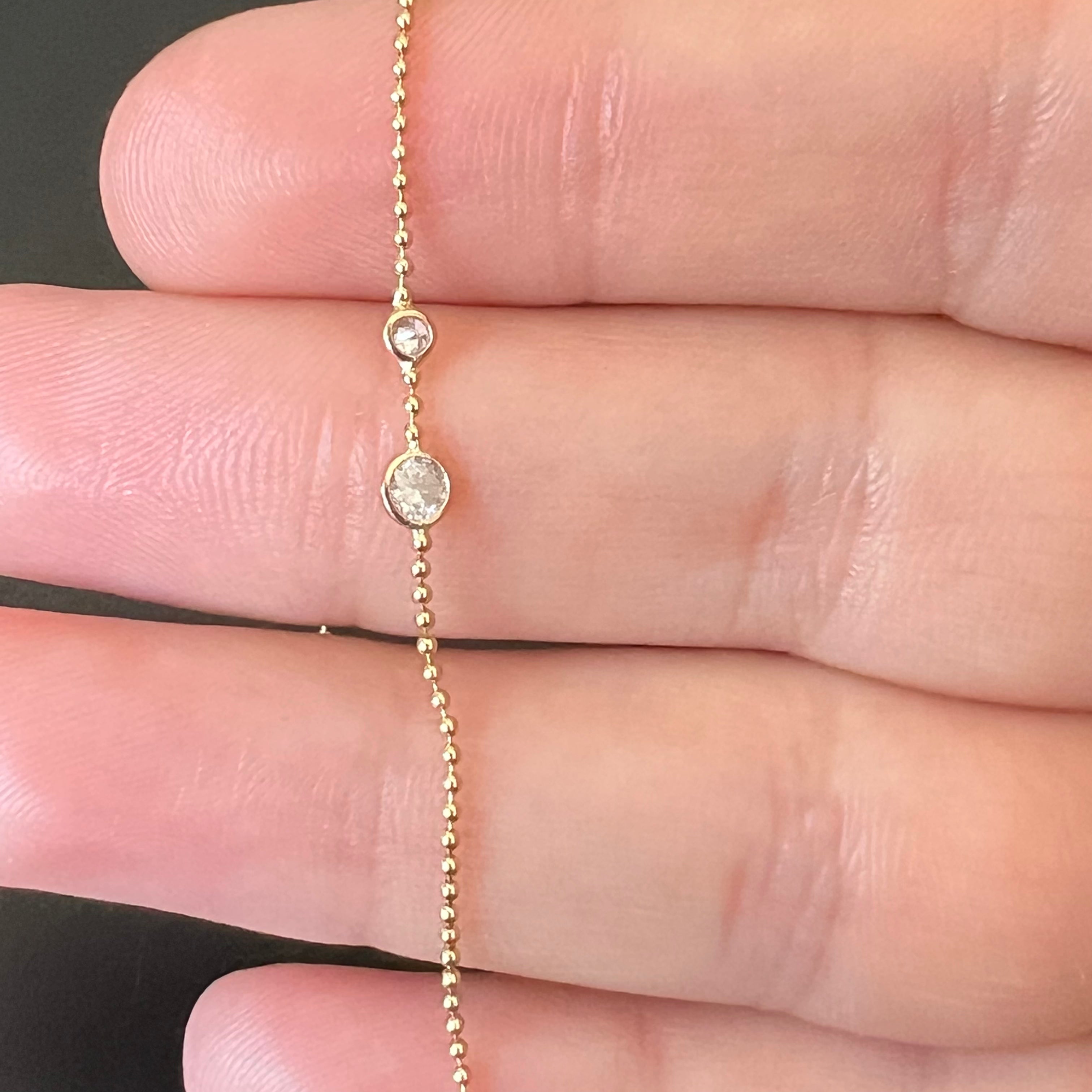 Diamond Bracelet in Solid 14k Yellow Gold 6.75"