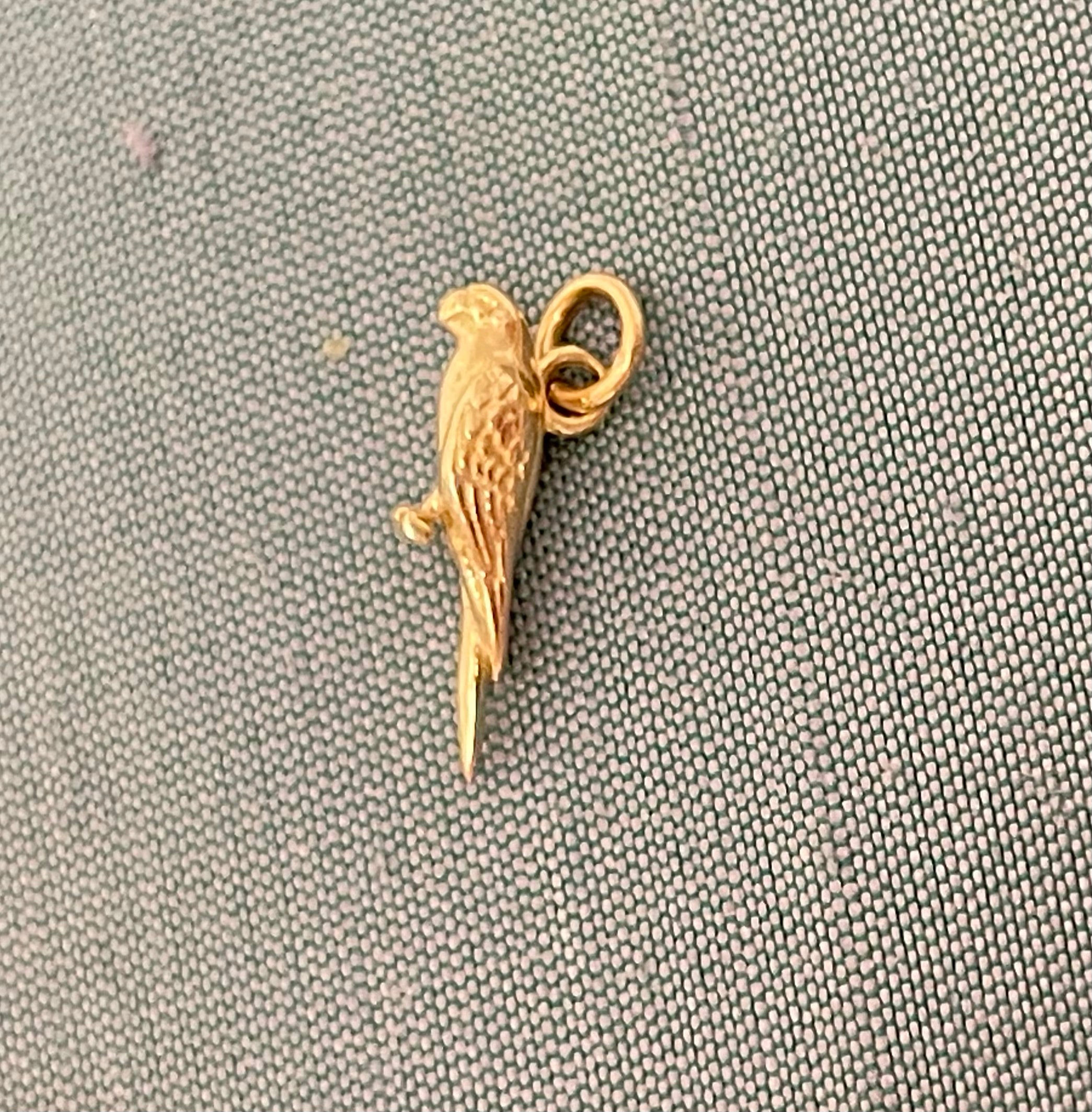 Mini Solid 14K Yellow Gold Bird Parrot Charm Pendant
