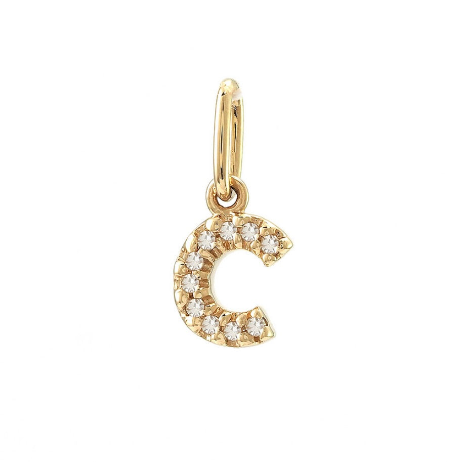 14K Yellow Gold Diamond Initial Pendant Charms