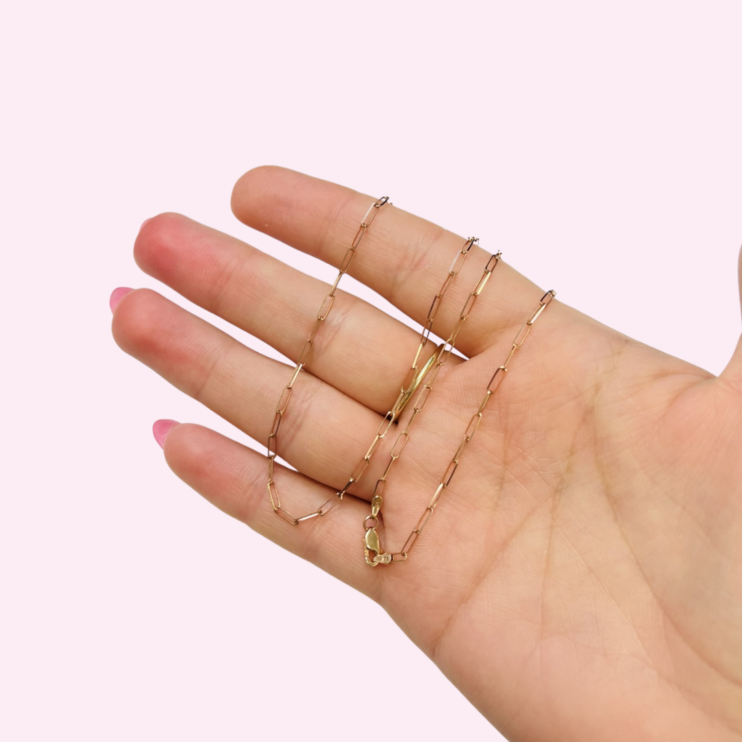20” 5x2mm 14K Rose Gold Paperclip Chain