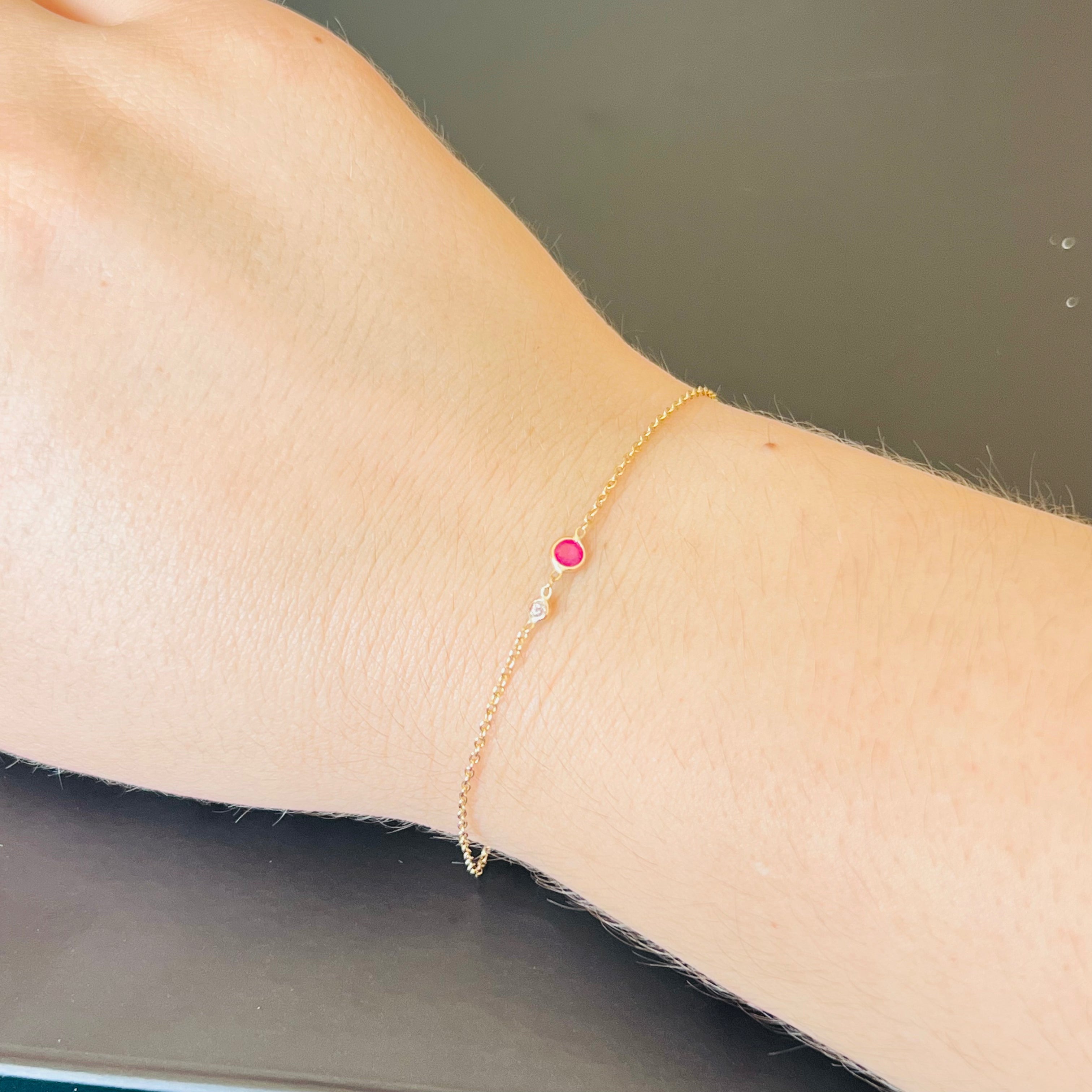 Sapphire And Diamond Bracelet in Solid 14k Yellow Gold 6.75"