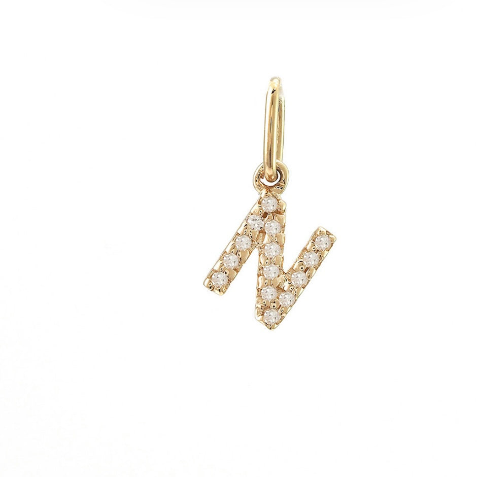14K Yellow Gold Diamond Initial Pendant Charms