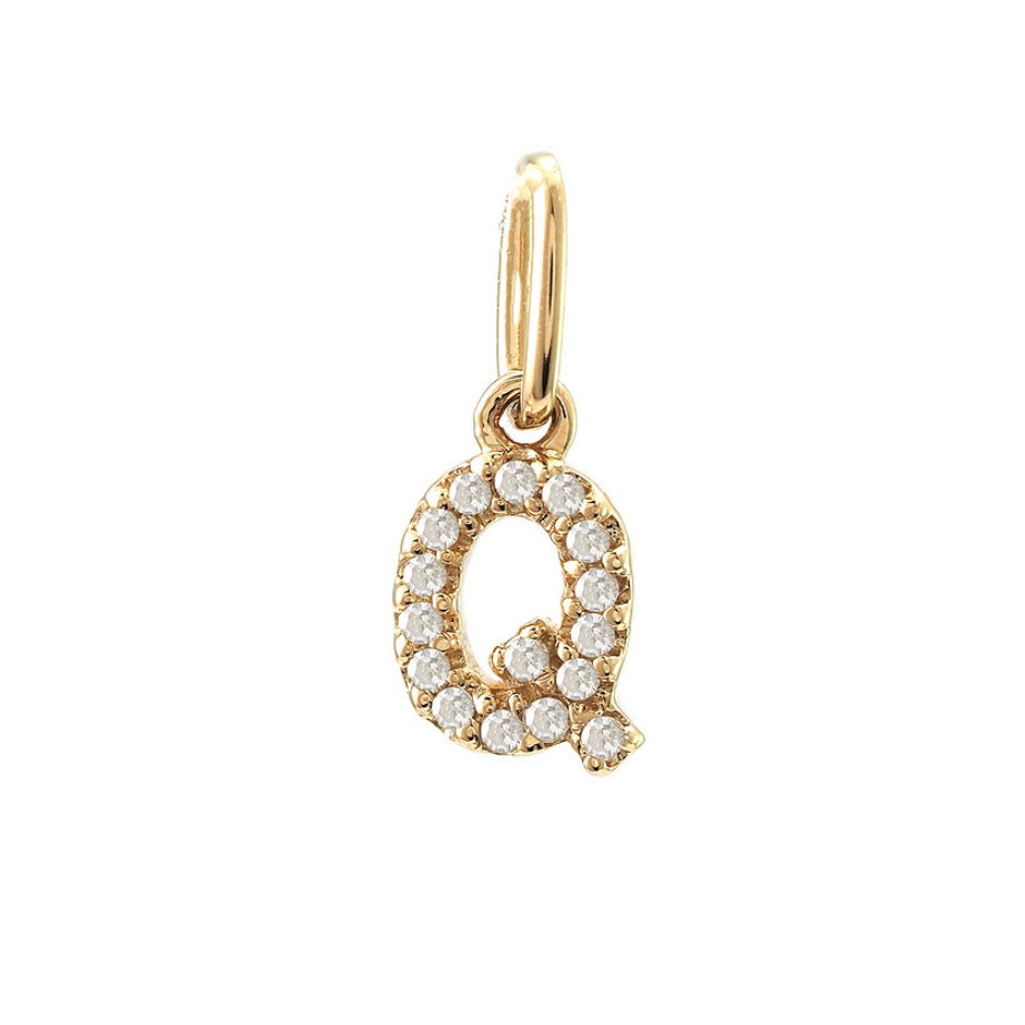 14K Yellow Gold Diamond Initial Pendant Charms