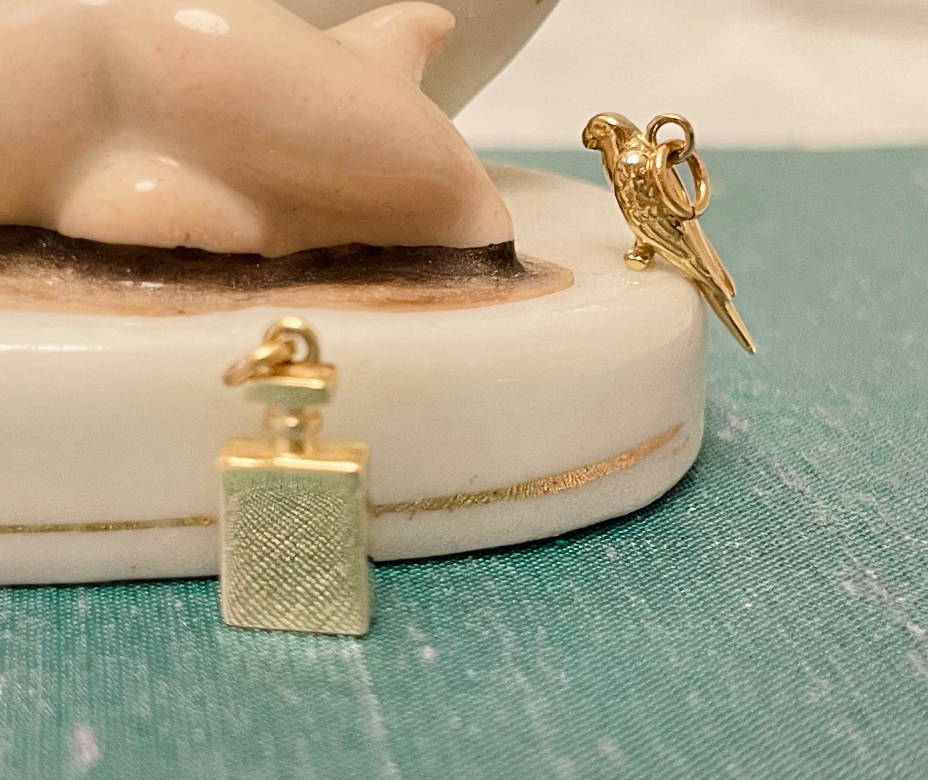 Mini Solid 14K Yellow Gold Bird Parrot Charm Pendant