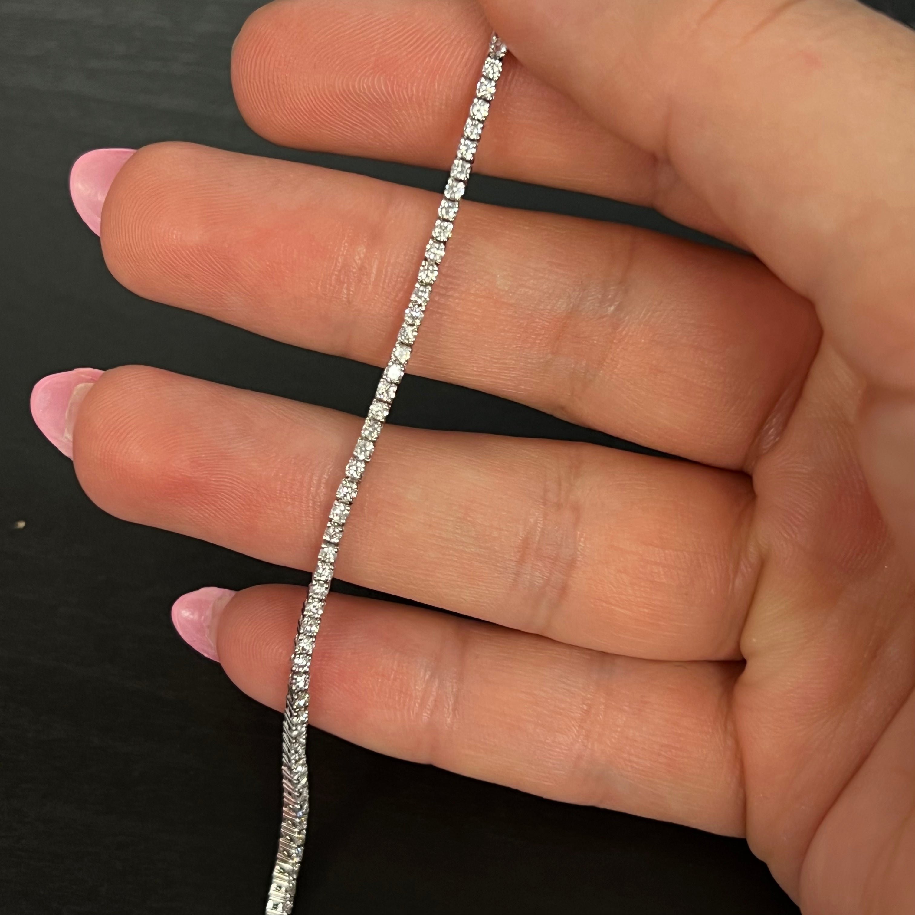 14K 1.5CTW White Gold Natural Diamond Tennis Bracelet 6.75"