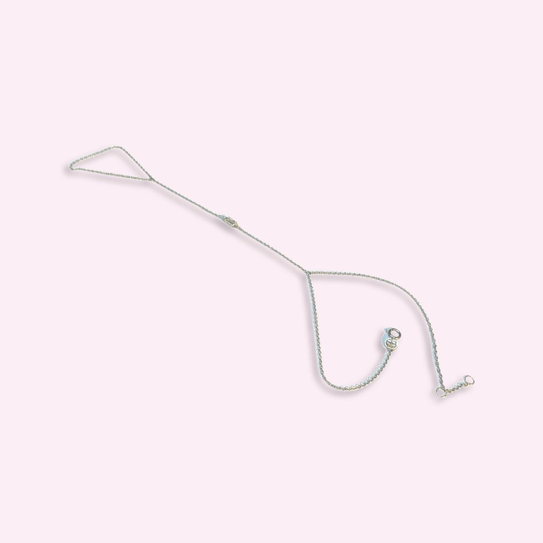 Natural Baguette Diamond 14K White Gold Handchain