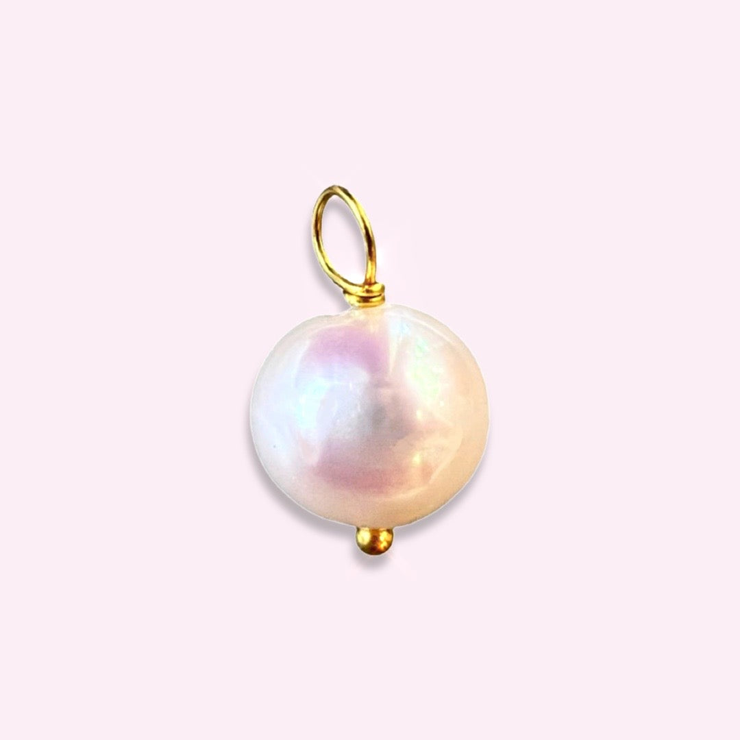 Natural Fresh Water Pearl 14K Yellow Gold Pendant Charm 18x11mm