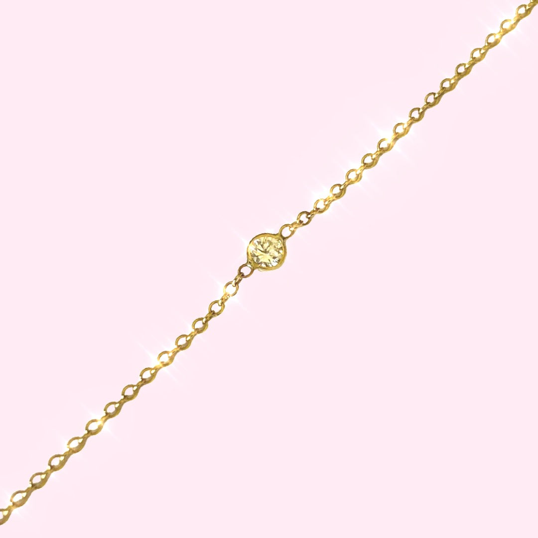 Diamond Bracelet in Solid 14k Yellow Gold 7.75"