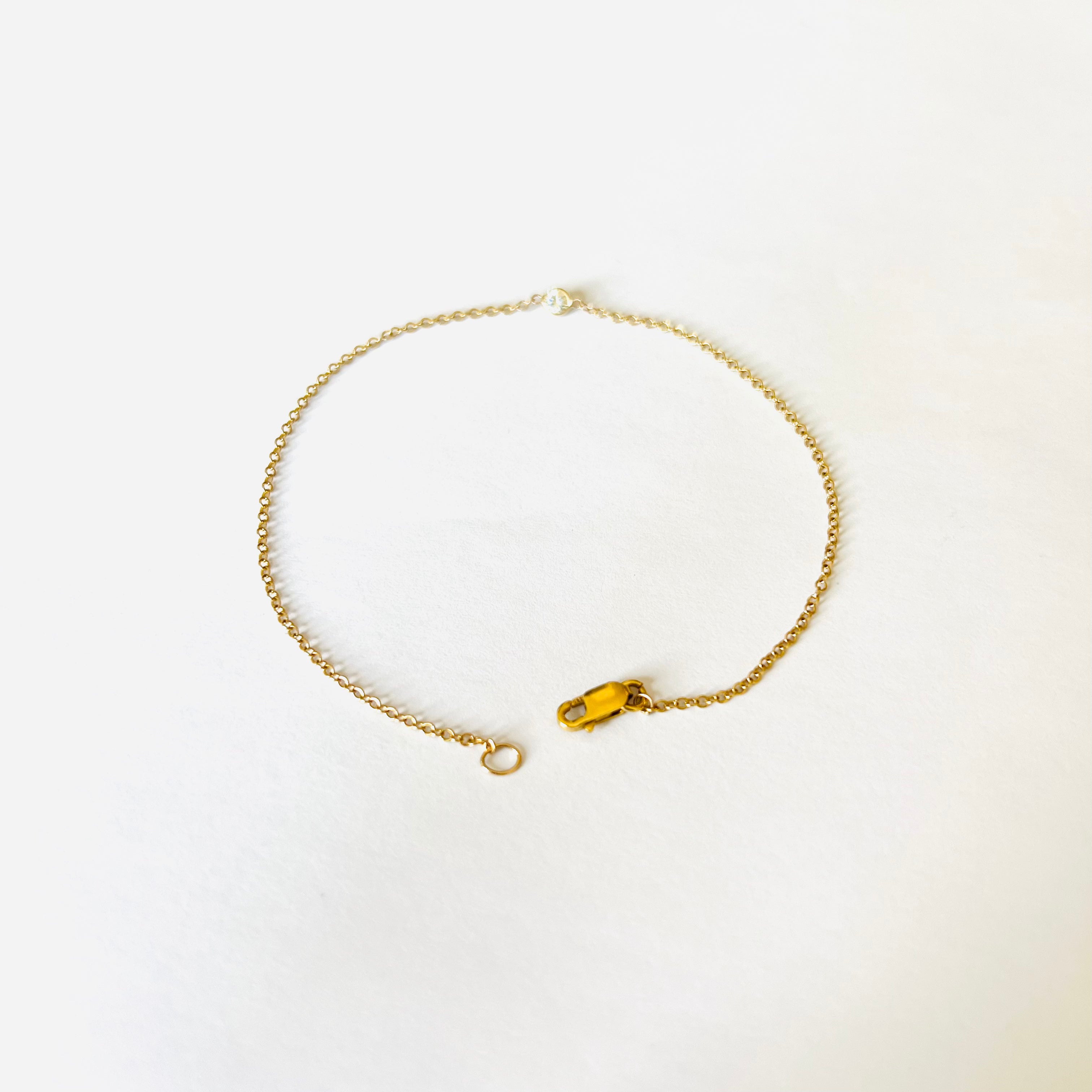 Diamond Bracelet in Solid 14k Yellow Gold 7.75"