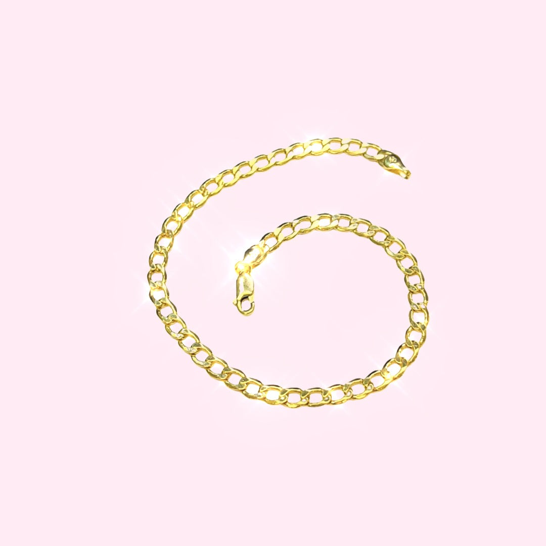 14K Yellow Gold 6mm Cuban Chain Anklet 10"