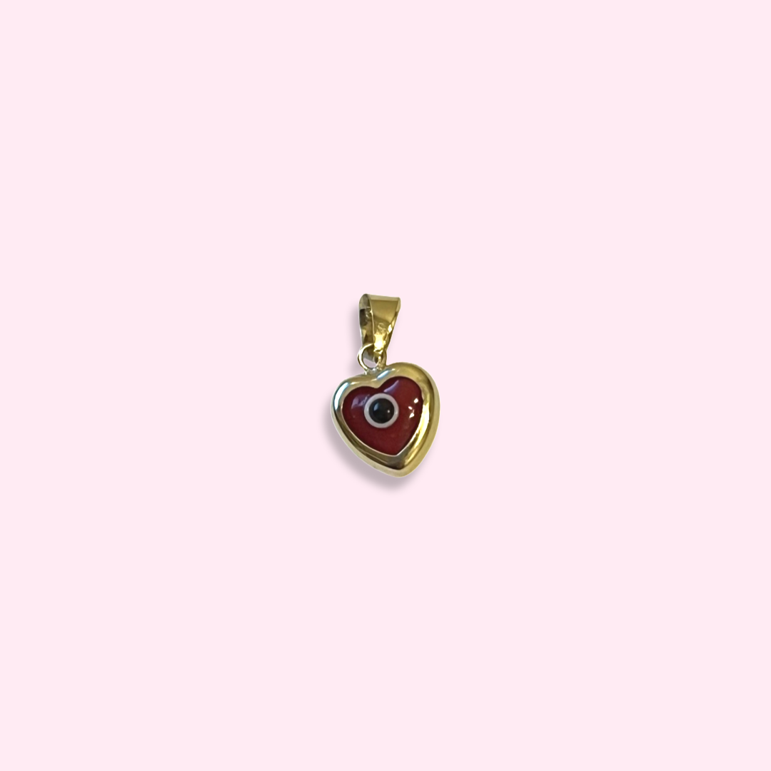 14K Yellow Gold Red Evil Eye Pendant Charm 10