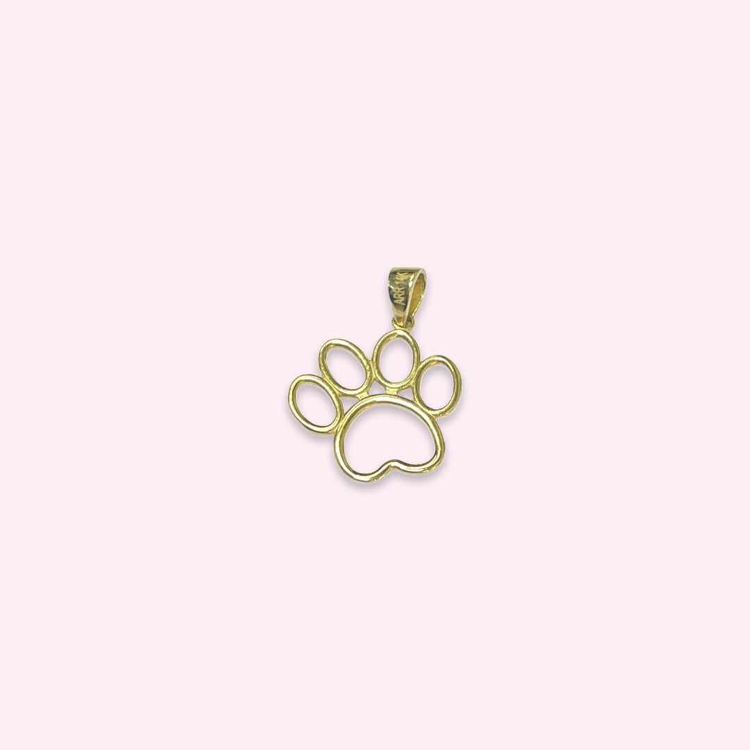 14K Yellow Gold Dog Paw Pendant Charm