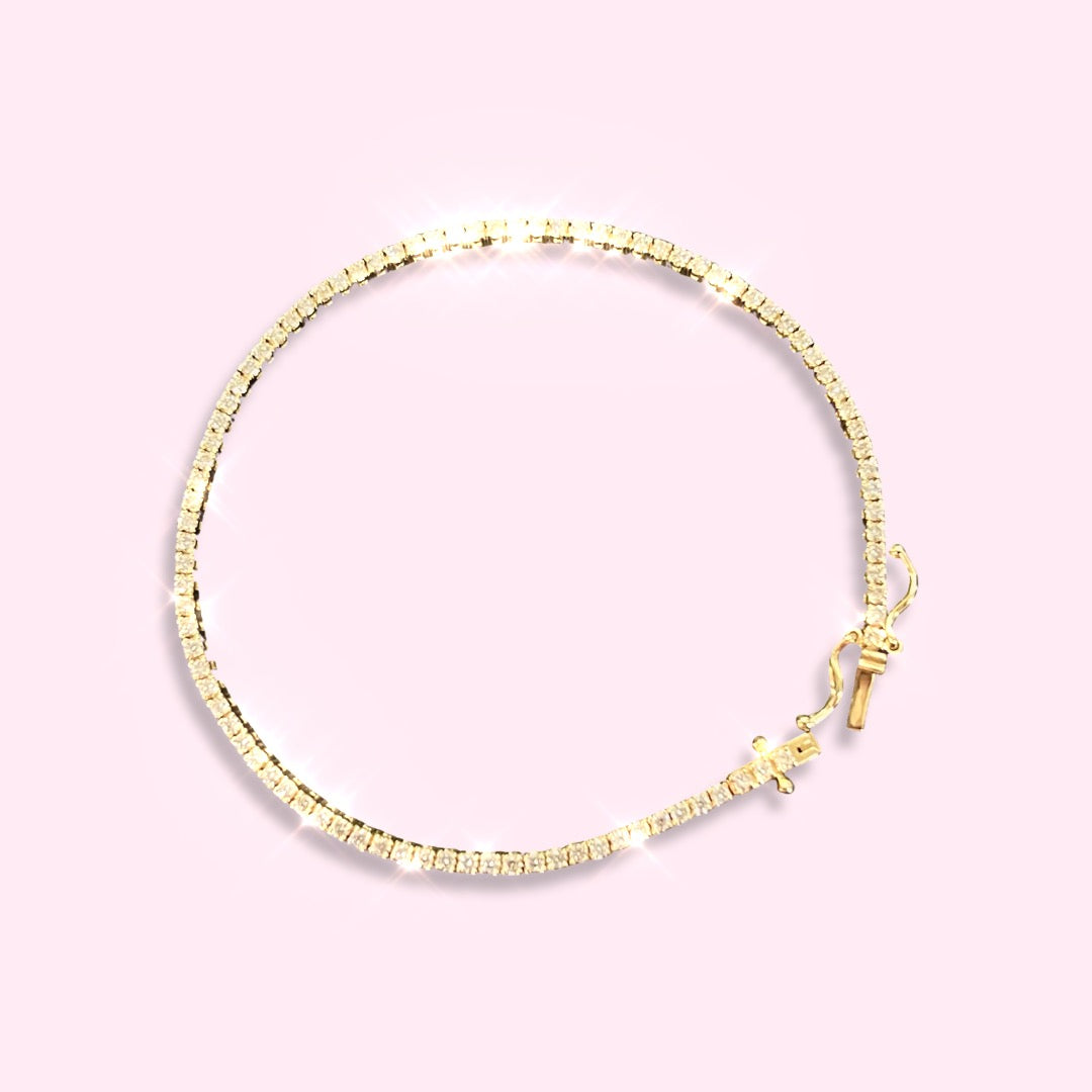 1.5CTW 14K Yellow Gold Natural Diamond Tennis Bracelet 6.75"