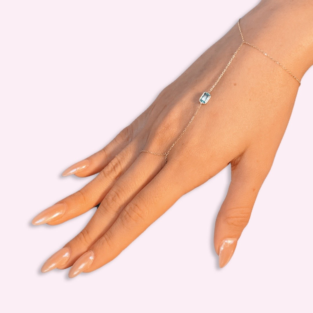14k Yellow Gold Colombian Emerald Handchain