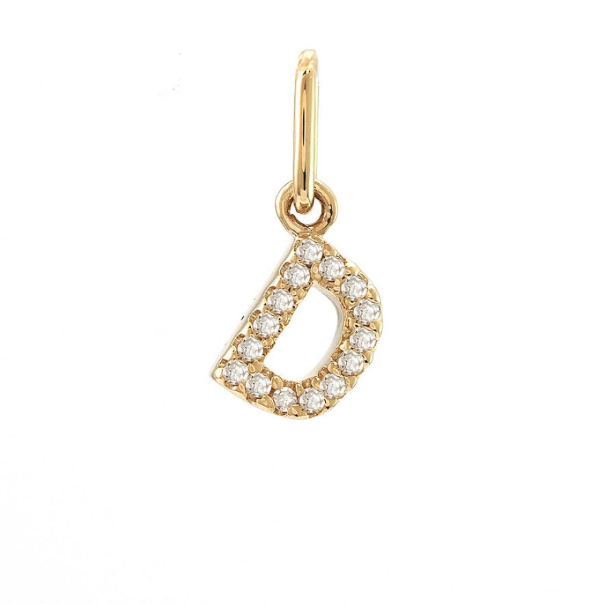 14K Yellow Gold Diamond Initial Pendant Charms