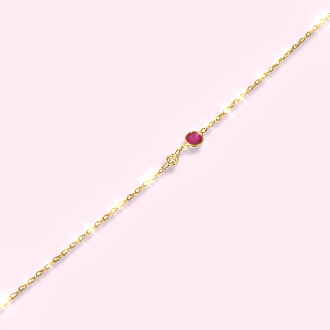 Sapphire And Diamond Bracelet in Solid 14k Yellow Gold 6.75"